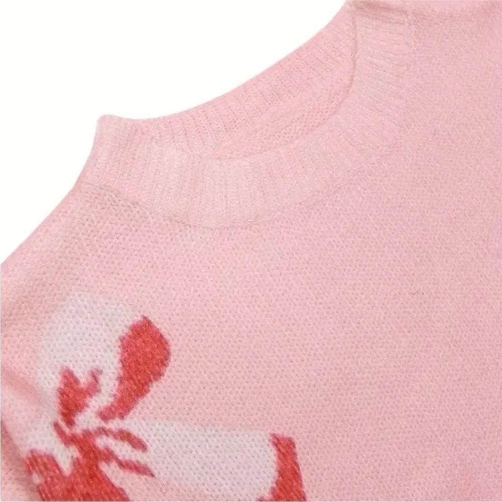 Pink Lush Bow Knot Pattern Sweater - Picture 3 of 4
